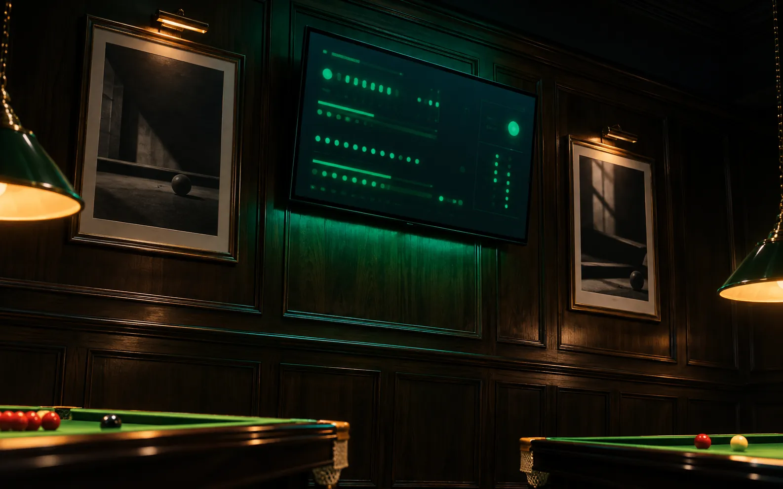 Live table monitor on a lounge wall